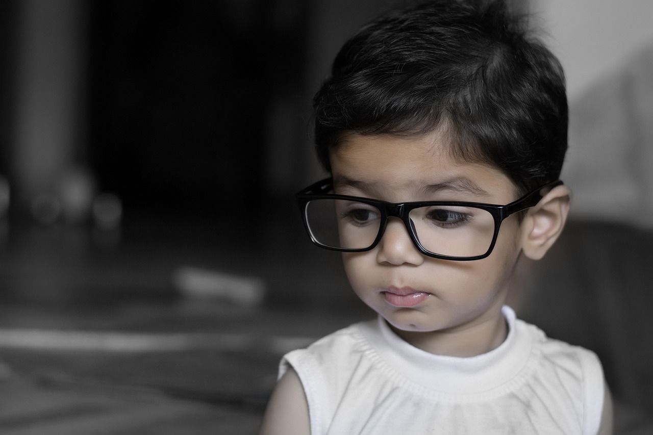 girl, child, glasses